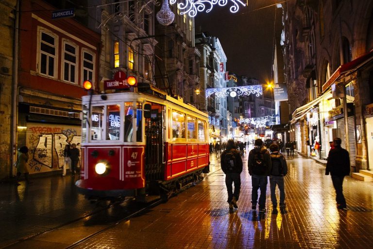 istiklal-street-turkey- The old train in Istiklal street (İstiklal Caddesi)