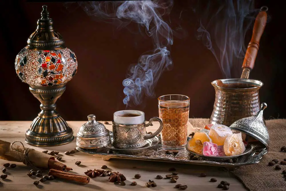 Turkish tea and coffee with delights from Grand bazaar