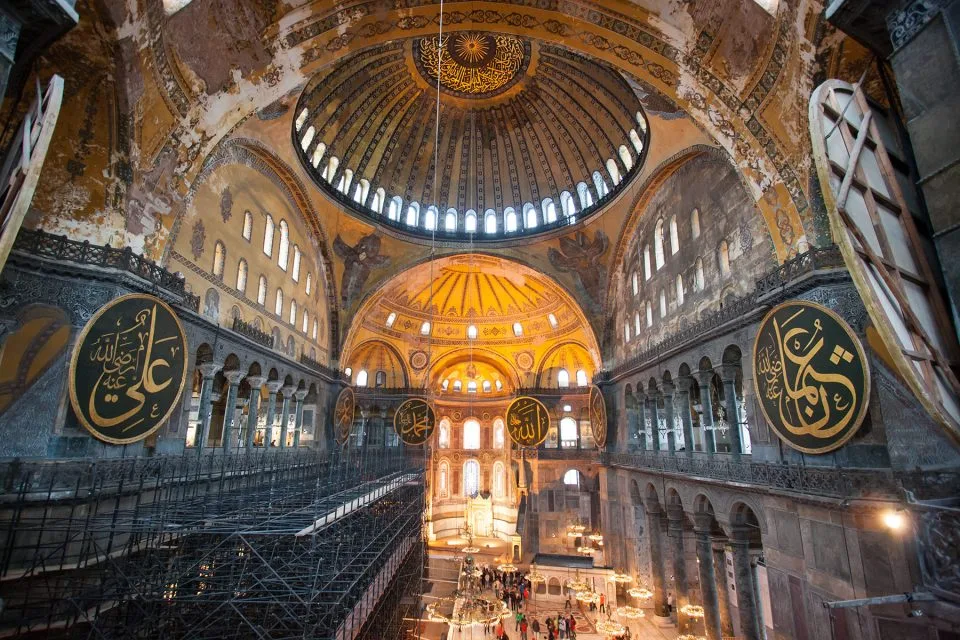 Interior of the Hagia Sophia in Istanbul. Turkey